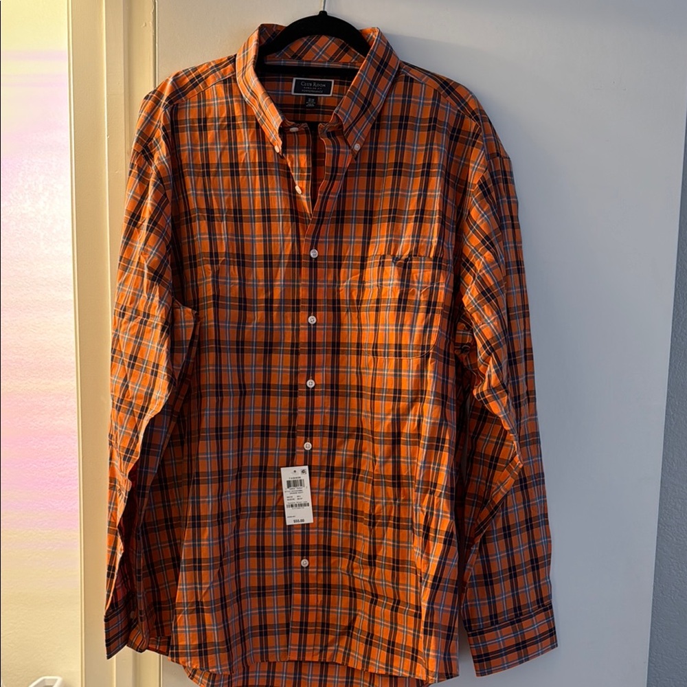 Men's Orange Plaid Shirt